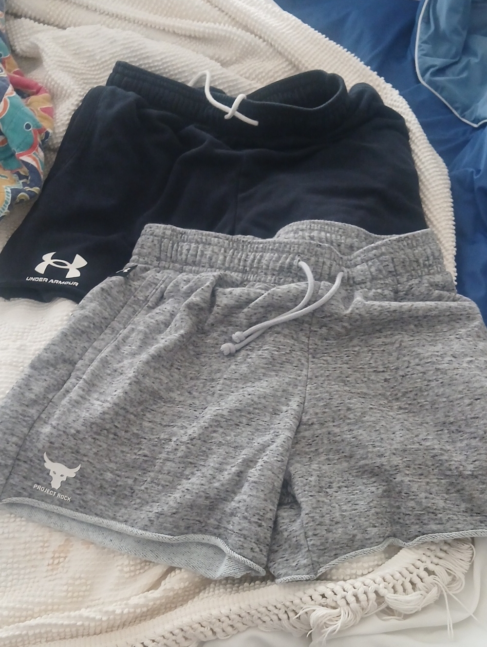 Under Armour Navy and Heather Gray Mens Athletic Shorts Duo